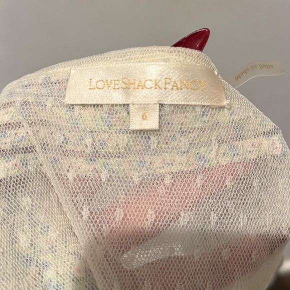 LoveShackFancy Tulle Tiered White Floral Maxi Dress 6 - Picture 7 of 7